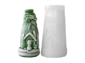 Molde silicona botella Navidad con casita 